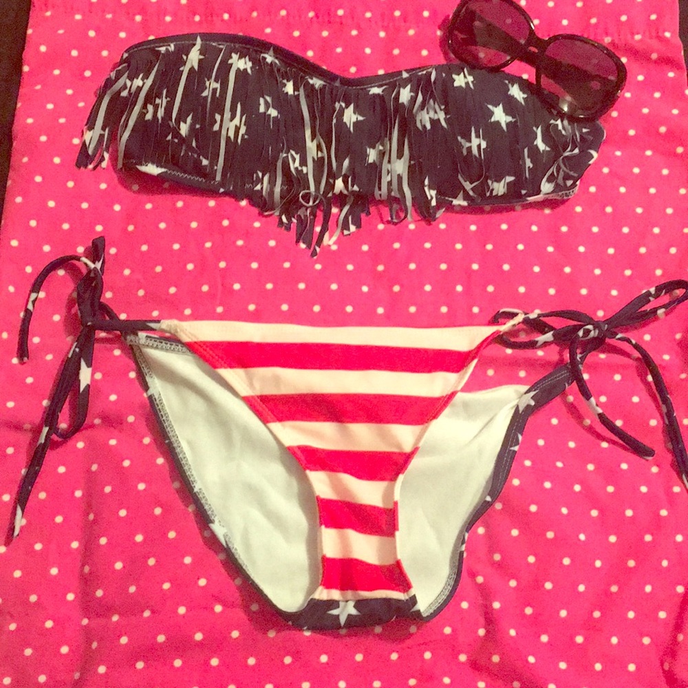 👙 Americana Bikini with fringe Bandeau top! 🇺🇸